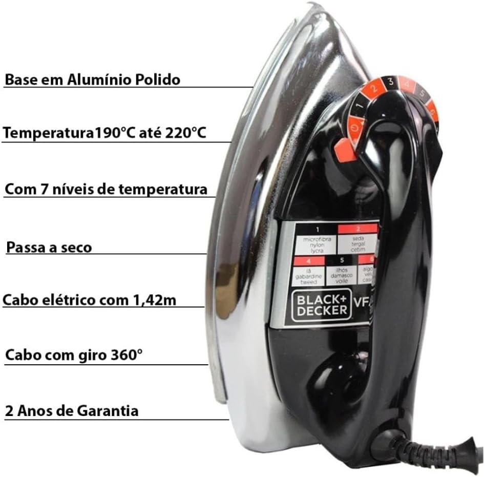 Ferro de Passar Roupa a Seco VFA1110TM2