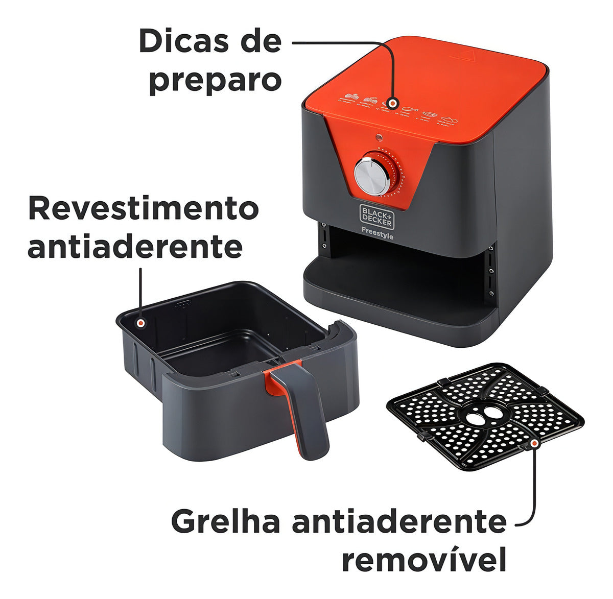 Fritadeira Elétrica Air Fryer Freestyle AFM2 1,5L - 700W